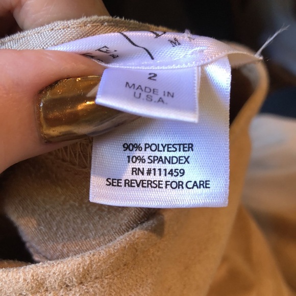 White House black market ultrasuede camel color swing midi skirt flare bottom 2 - Picture 8 of 9